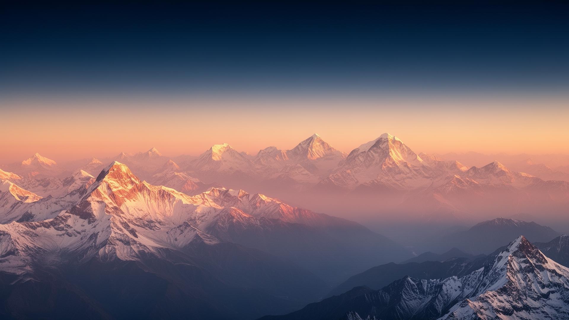 Himalayan snow peaks of Nepal at golden hour